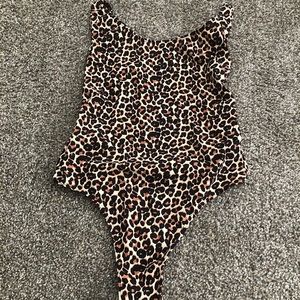 American Apparel High Cut Cheetah Print Bodysuit